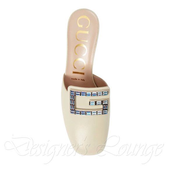 ⚡️SOLD! NEW GUCCI Madelyn Crystal G Leather Mules - Picture 3 of 8